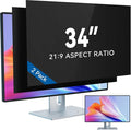 IPROKKO [2-Pack] 34 Inch Computer Privacy Screen Filter for 21:9 Widescreen Monitor, Removable 34in Anti Blue Light Glare Privacy Shield, Anti Spy Security Protector for Hp Dell Asus Acer Samsung