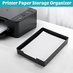 AZFUNN Letter-Size Tray Desk Letter Tray Paper Tray, Sturdy Heavy-Duty Plastic Printer Paper Tray, Single-Tier Stackable File Storage Organizer for Office Home (2, Black)