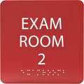 6" X6" Exam Room 2 Sign - ADA Compliant Tactile Graphics Grade 2 Braille Text Acrylic Wall Signs - Educational Institution Directional Assistance Test Center Door Sign for Schools
