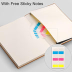 EMSHOI College Ruled Composition Notebook - Large B5 Notebook Lined Journal Leather with Free Sticky Notes, 204 Numbered Pages,100gsm Thick Lined Paper, Softcover, 7.5"x10"-Khaki