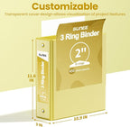 SUNEE 3 Ring Binder 2 Inch 1 Pack, Clear View Binder Three Ring PVC-Free (Fit 8.5x11 Inches) for School or Office Supplies, Yellow