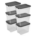 Sterilite 18-Pack Modular Stacker Box, Durable Clear Plastic Storage Bins with Latching Lids, 30 Quart - Stackable Organizing Container Boxes for Closet, Bathroom, and Office