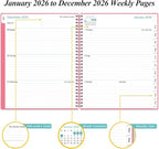 2026 Planner - Planner 2026 from January 2026 to December 2026 with 12 Monthly Tabs, Flexible Cover, Inner Pocket, 8.5" x 11", Pink