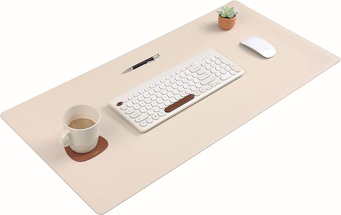 NODITO Dual-Sided Leather Desk Pad,Blotter for Laptop Computer,Mouse Pad,Writing,Drawing,Arts and Craft Mat (17"x35", Beige/Brown)