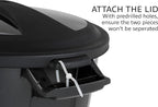 United Solutions 32 Gallon Outdoor Garbage Can, Black, Easy to Carry Garbage Can with Sturdy Construction, Pass-Through Handles & Attachable Click Lock Lid, Indoor or Outdoor Use, (Pack of 2)