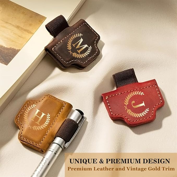 Personalized Mark Bookmark with Pen Holder, Leather Magnetic Book Marker 26 Letters,Custom Initials Page Marks, Gifts for Book Lovers Readers Men Women (Blue, B)