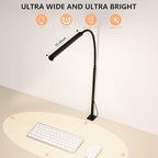 FAPEMIH LED Desk Lamp for Office Home, Adjustable Flexible Eye-Caring Desk Light with,5 Modes 10 Brightness Adjustment, USB Adapter Desk Lamp with Clamp-MINI-B