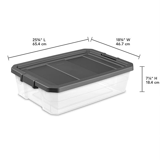 Sterilite 18-Pack Modular Stacker Box, Durable Clear Plastic Storage Bins with Latching Lids, 40 Quart - Stackable Organizing Container Boxes for Closet, Bathroom, and Office