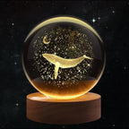 C&M 3D Whale Crystal Ball Night Light,WhaleFigurine Lamp,Decorative Glass Sphere Ball Paperweight Crystal Sea Animal Decorations for Home (Whale)