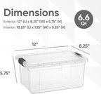Superio Storage Bins with Lids- 2 Pack, 6.6 Qt Clear Boxes for Organizing, Stackable Plastic Containers- BPA Free, Non-Toxic, Odor Free, Organizer for Home, Office, Dorm