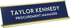 Custom Engraved Desk Plate | Personalized with your Name and Title | Perfect Decor for Office, Business, or Home | Multiple Font and Color Options | 2x8" or 2x10" (Dark Blue w/White Letters, 2x10")