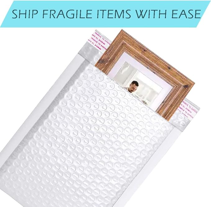 Ezone (500 Pack) #0 6"x9" Bubble Mailer Poly Padded Envelope Self-Seal Mailing Envelope Waterproof Weather Resistant Shipping Mailers Bubble Cushioned Poly Mailer (Pearl, #0/6x9-500 Pack)