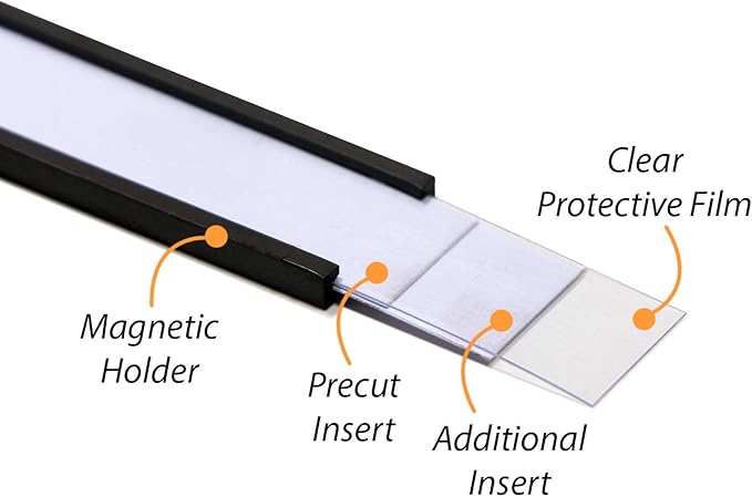 SmartSign Magnetic 'C' Channel Label Holders for Metal Racks and Shelves | 0.5" x 4" Pack of 25