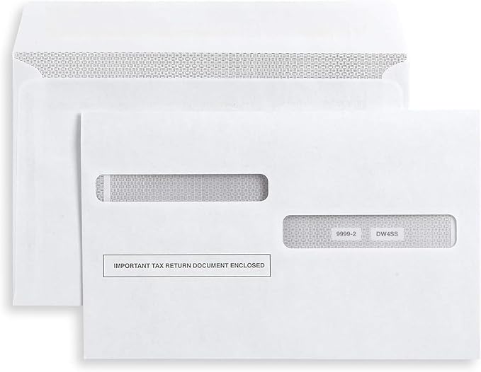 W2 Forms 2025 with Envelopes, Blank W2 4 Up Tax Forms 2025, 25 Employees kit, with Instructions in Back, Compatible with QuickBooks and Accounting Software, Idea for E-Filing, 25 Self Seal Envelopes,