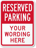 SmartSign 24 x 18 inch Custom “Reserved Parking” Metal Sign - Add Text, 80 mil Laminated Rustproof Aluminum, Red and White, Made in USA