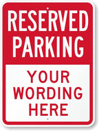 SmartSign 24 x 18 inch Custom “Reserved Parking” Metal Sign - Add Text, 80 mil Laminated Rustproof Aluminum, Red and White, Made in USA
