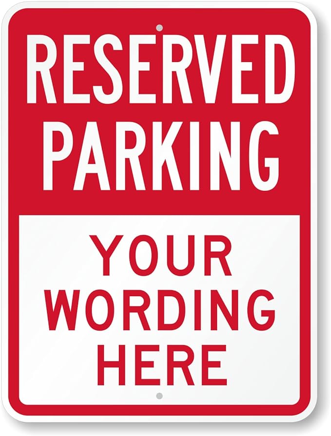 SmartSign 24 x 18 inch Custom “Reserved Parking” Metal Sign - Add Text, 80 mil Laminated Rustproof Aluminum, Red and White, Made in USA