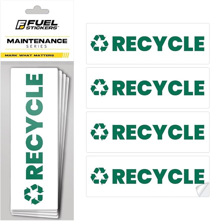 Recycle Sticker for Trash Bins – Heavy Duty, Recycle Only Sticker - 3-5 Year Indoor/Outdoor Rated - Heavy Duty, Weather Proof, Ultra Durable - USA Made (6x2 inch), 20 Labels