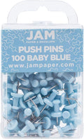 JAM PAPER Colorful Push Pins - Baby Blue Pushpins - 100/Pack