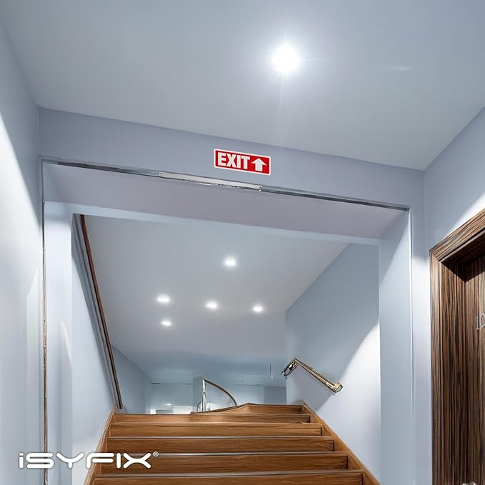 iSYFIX Exit Signs 6 Pack 12x4 Inch with Directional Up Arrows - Rust Free Aluminum, Laminated for UV, Weather, Scratch Resistance - Ideal for Offices, Schools, Theaters, Restaurants