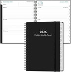 2026 Planner - Planner 2026 from January 2026 to December 2026 with 12 Monthly Tabs, Flexible Cover, Inner Pocket, 8.5" x 11", Black-B