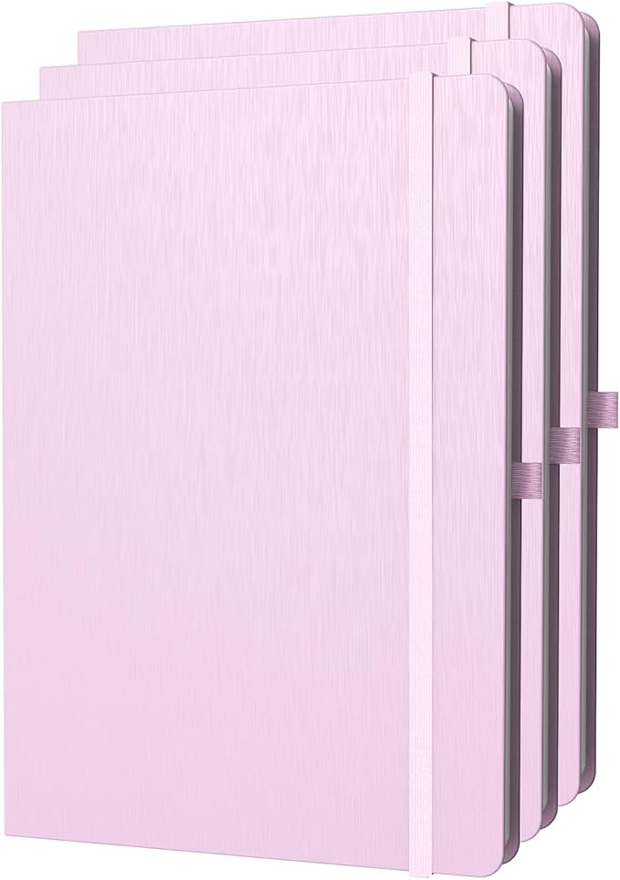 ONAVIA A4 Lined Journal Notebook, 8mm Ruled Notepad, Journaling for Writing, Work, School, Travel and Note Taking, Hardcover 160 Pages (80 Sheets) 8.27 x 11.6 inches (3 Pack Pink)