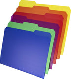 Dunwell Plastic Colored File Folders (24 Pack), Colorful 1/3 Tab Filing Folders for Letter Size Documents, Manila Sleeves 8.5 x 11, Acid-Free Poly for Long Term Storage, Includes Labels