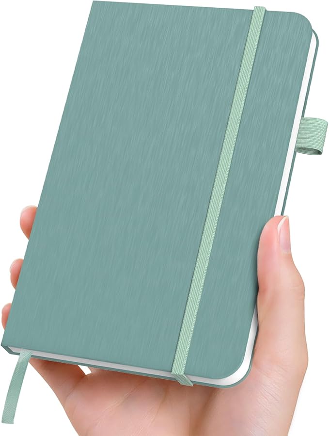 ONAVIA A6 Pocket Notebook Lined Journals, Small Journaling Notebooks, 160 Pages Hardcover Mini Notepad for Writing, Work, School, Travel and Note Taking with Pen Holder, 3.5" x 5.7" (Midnight Green)