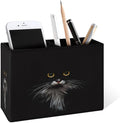 Famame 3D Cute Black Cat Pencil Holder for Desk, Leather Desktop Container Pen Cup Storage Study Table Pen Organizer Makeup Brush Holder for Classroom Office Home