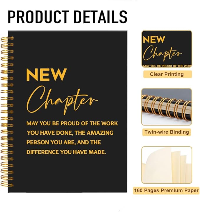 Mhfpl Coworker Funny Spiral 160 Pages Blank Notebook, Coworker Notebook Gifts, Retirement Gifts, Goodbye Gifts (New Chapter)