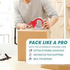 KAMOTA Packing Tape, 36 Rolls Heavy Duty Clear Packaging Tape for Shipping Packaging Moving Sealing, 2 inches Wide, 65 Yards Per Roll, Total 2340 Yards with 4 Dispensers