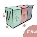 NYIKA - Recycling Organizer - Reusable Recycling Bags - Recycling Sorter - Trash Sorting Bins - 3 Compartment Recycle - Pack of 3 Bags with Lid (Mediterranean)