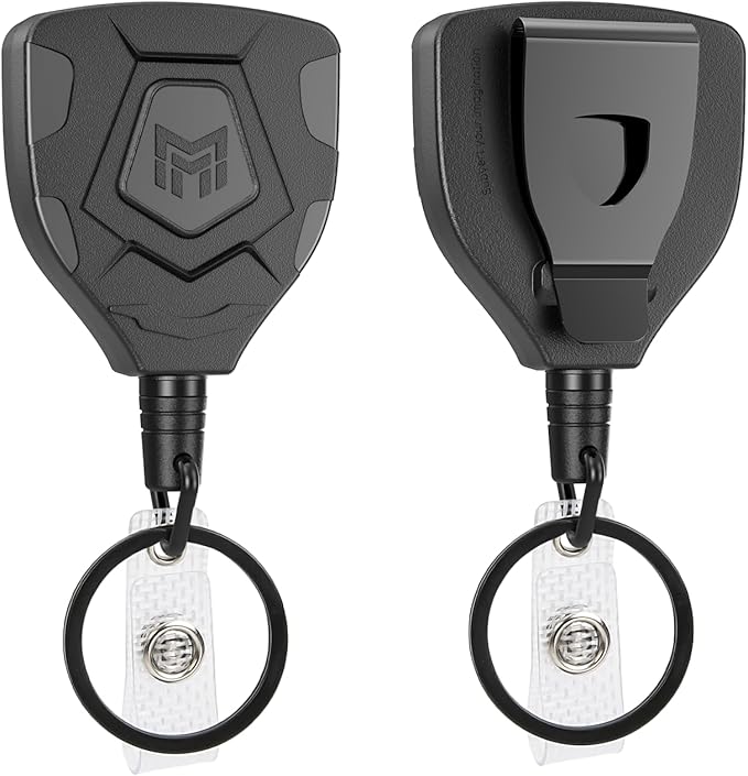 MNGARISTA Heavy Duty Retractable Keychain with Belt Clip, ID Badge Reel Key Chain, Badge Holder with 31.5' Steel Cord and Key Ring, 9.0oz, 2-Pack