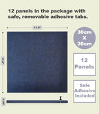 DECORITA Blue Felt Bulletin Board 47"x35" | Large Cork Bulletin Board Alternative for Office, Home & Classroom | Felt Wall Tiles (12-Pack) | Blue Classroom Decor Office Supplies | Dark Blue
