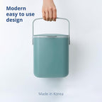 Blue Ginkgo Kitchen Compost Bin [5L / 1.32 GAL] – Filter-Free, Odor-Tight Countertop Food Waste Pail with Handles (Made in Korea, Green)