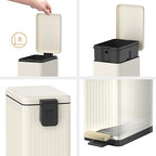 Mbillion Bathroom Trash Can with Lid-Stainless Steel Step Slim Garbage Can-Metal Wastebasket-10L/2.6 Gallon Rectangle Pedal Trash Bin for Narrow Office, Kitchen, Bedroom, Toilet-Soft Close, White