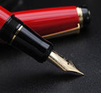 xixixiaozhu Metal Big Fountain Pen Set Medium Nib 0.7mm, Includes Ink Refill Converter, 5 Ink Cartridges & Gift Box (Medium Nib 0.7mm, Red)