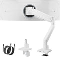 monTEK Single Monitor Arm with USB for Max 45 Inch Ultrawide Screens Adjustable Monitor Desk Mount Holds 35 Lbs Cable Management with C Clamp/Grommet Desk Mount, VESA 75/100mm, MA1007UCWH
