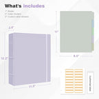 Ospelelf Vintage Hardcover 3 Ring 2 inch Leather Binder, Professional Binders Organizer Suitable for Letter Size Documents, Binder Dividers with Tabs, Purple