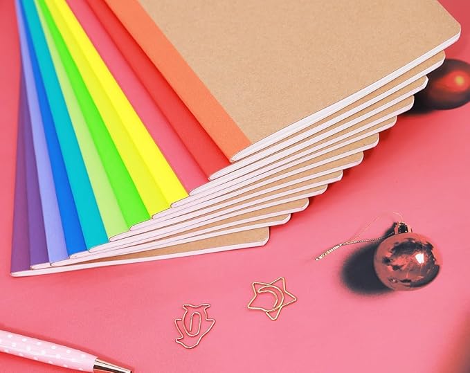 Zegrox 24 Pack A5 Kraft Notebooks, 60 Lined Pages Travel Journal Bulk, Soft Cover Notebooks for Women Girls Students, Making Plans Writing Memos Office School Supplies, 8.3 X 5.5 in