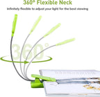 VAVOFO Rechargeable Book Light for Reading in Bed Kids, 7 LED Reading Light with 9-Level Warm Cool White Daylight, Eye Care Lamp with Power Indicator for Bookworms (Neon Green)