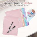6-Tab Letter Size Dividers for 3 Ring Binder, Wheat Straw Binder Dividers with One Pocket, 6 Pastel Colors, Perfect for School, Office Supplies (1)