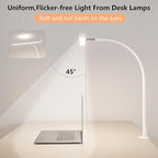 FAPEMIH LED Desk Lamp for Office Home, Adjustable Flexible Eye-Caring Desk Light with,5 Modes 10 Brightness Adjustment, USB Adapter Desk Lamp with Clamp-T-W