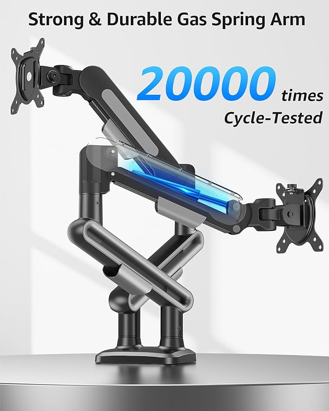 MOUNTUP Dual Monitor Mount Holds 4.4-26.5lbs, Heavy Duty Monitors Arm for 39 37 34 32 27inch,Double Monitor Stand for 2 Monitor, Height Adjustable Monitors Desk Mount with C-Clamp＆Grommet Base