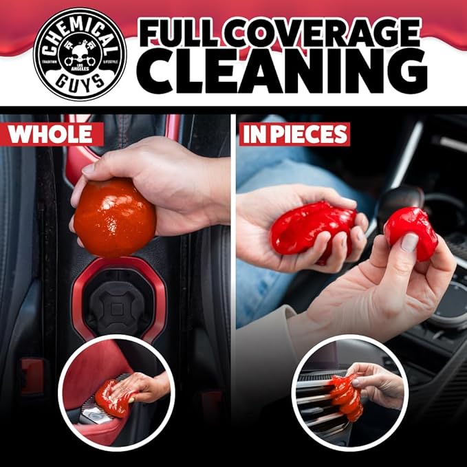 Chemical Guys Sticky Icky Car Cleaning Gel, Sweet Strawberry, Interior Car Cleaner, Reusable Automotive Crevice & Interior Dust Cleaner for Air Ventss, Cup Holders & Keyboards, 0.88 Ounce (Pack of 4)
