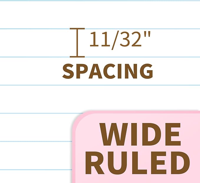 SUNEE Spiral Notebook, 1-Subject, Wide Ruled Paper, 8" x 10-1/2", 100 Sheets per Notebook, 3-Hole Punched Paper, Water Resistant Cover, Double-sided Pockets, Spiral Lined Notebooks for School, Pink