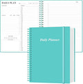 Daily Planner Undated - A4 To Do List Notebook Hourly Schedules, Spiral Appointment Planner for Women and Men,PVC Hardcover, Inner Pocket, Elastic Closure, 8.5" x 11", Teal