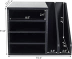 PAG Wood Desktop File Holder Organizer Mail Sorter for File Folders, Mails, Envelopes, Mailing Supplies or Magazines, Black