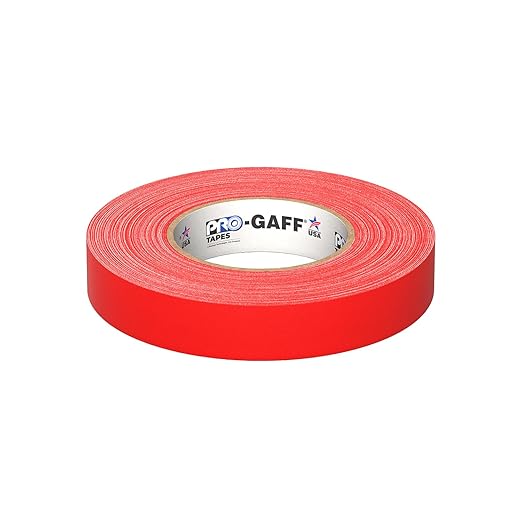 1" Width ProTapes Pro Gaff Premium Matte Cloth Gaffer's Tape With Rubber Adhesive, 11 mils Thick, 55 yds Length, Red (Pack of 1)