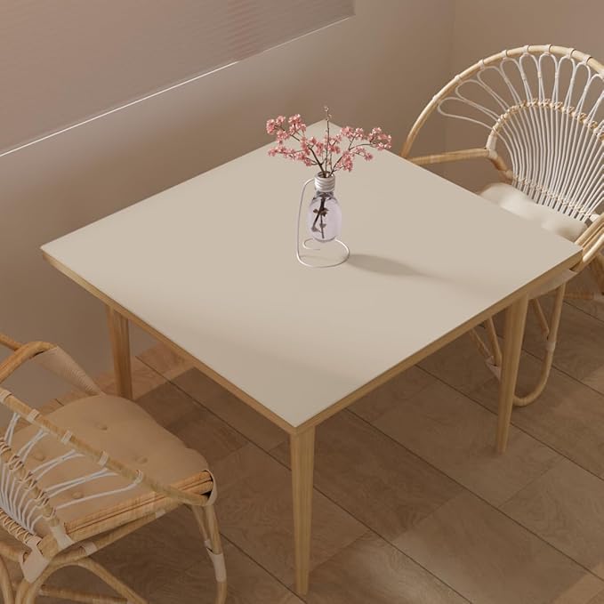 Zinkooat Leather Table Cover,1.8mm Thick,36x36 Inch Table Protector,Table Protector for Dining Room Table,Dining Table Protector.(Beige+Light Gray,36x36)
